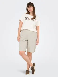 CARCARO Vita alta Regular Fit Lino Bermuda