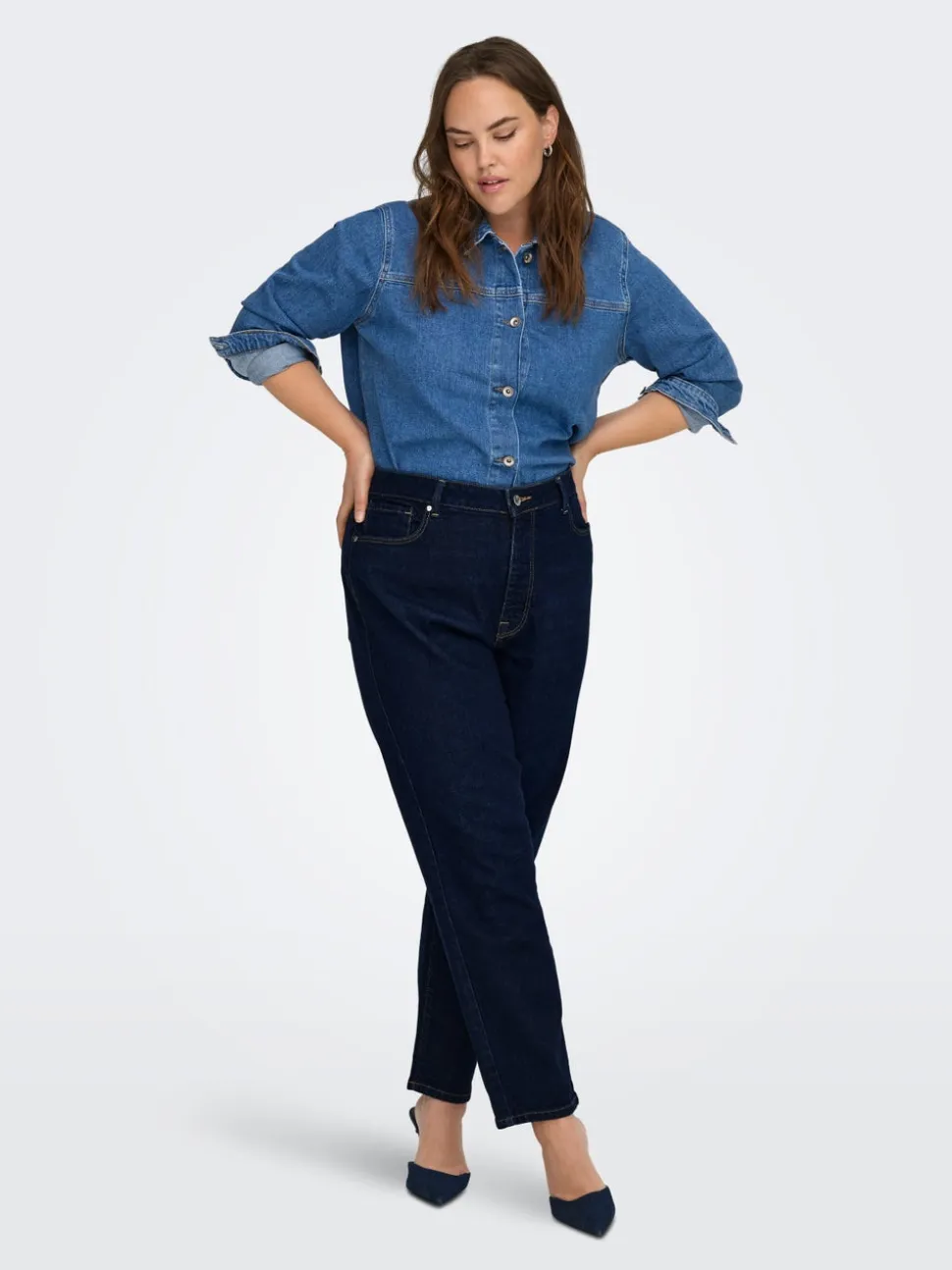 CAREMILY Vita alta Straight Fit Lunghezza alla caviglia Jeans