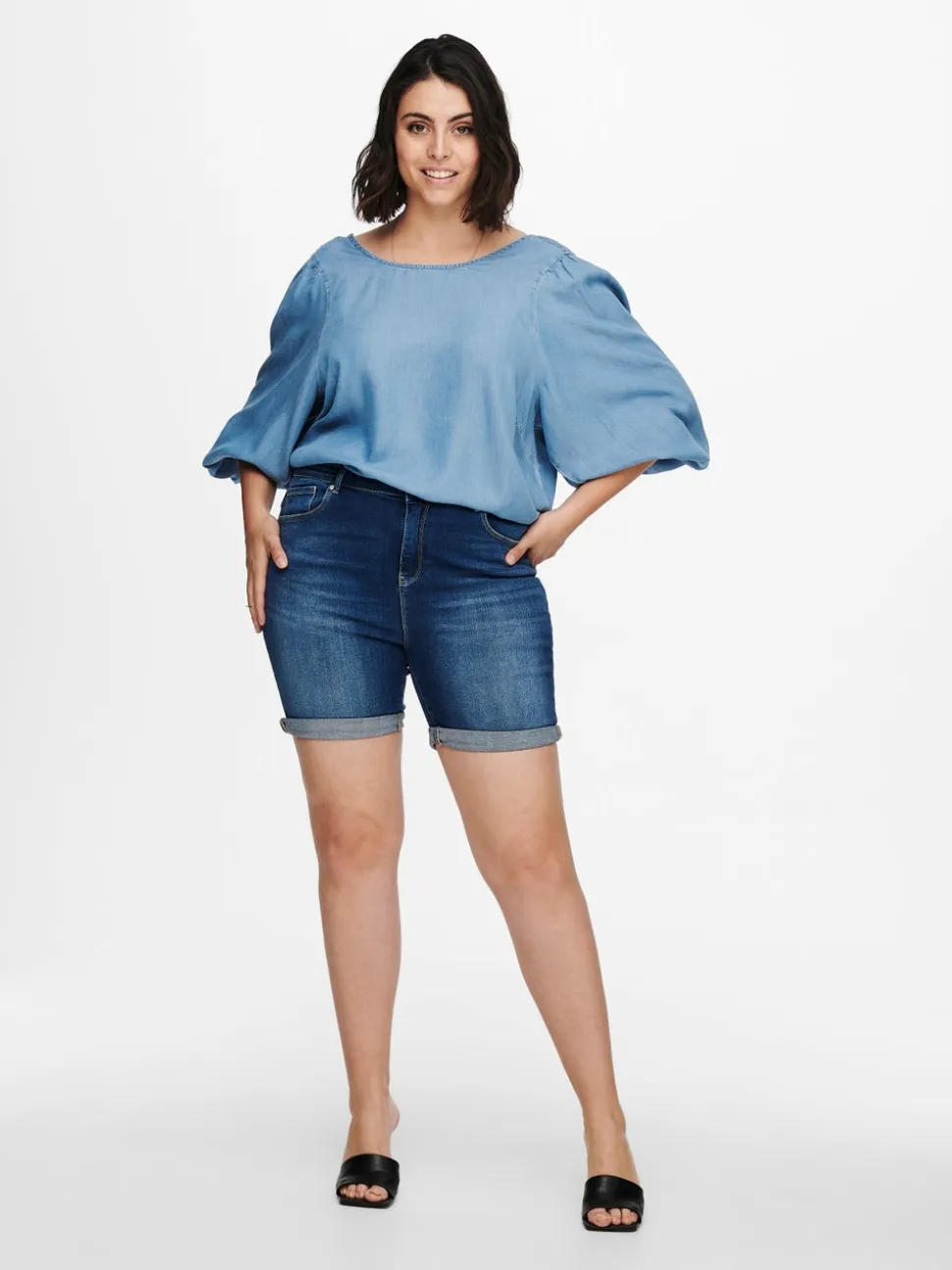 CARLAOLA Vita alta Skinny Fit Bermuda in jeans