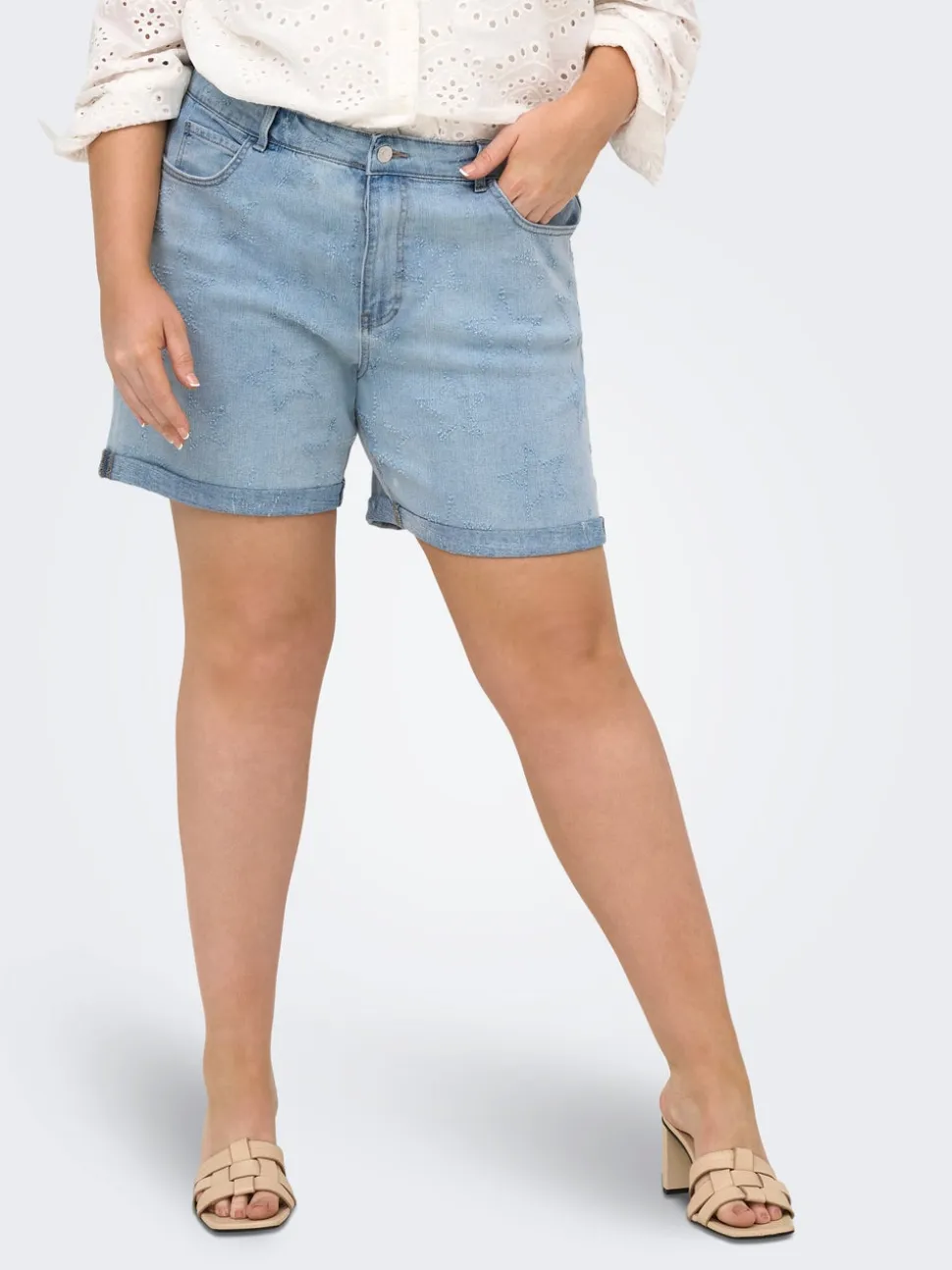 CARVEGA Vita alta Loose Fit Bermuda in jeans