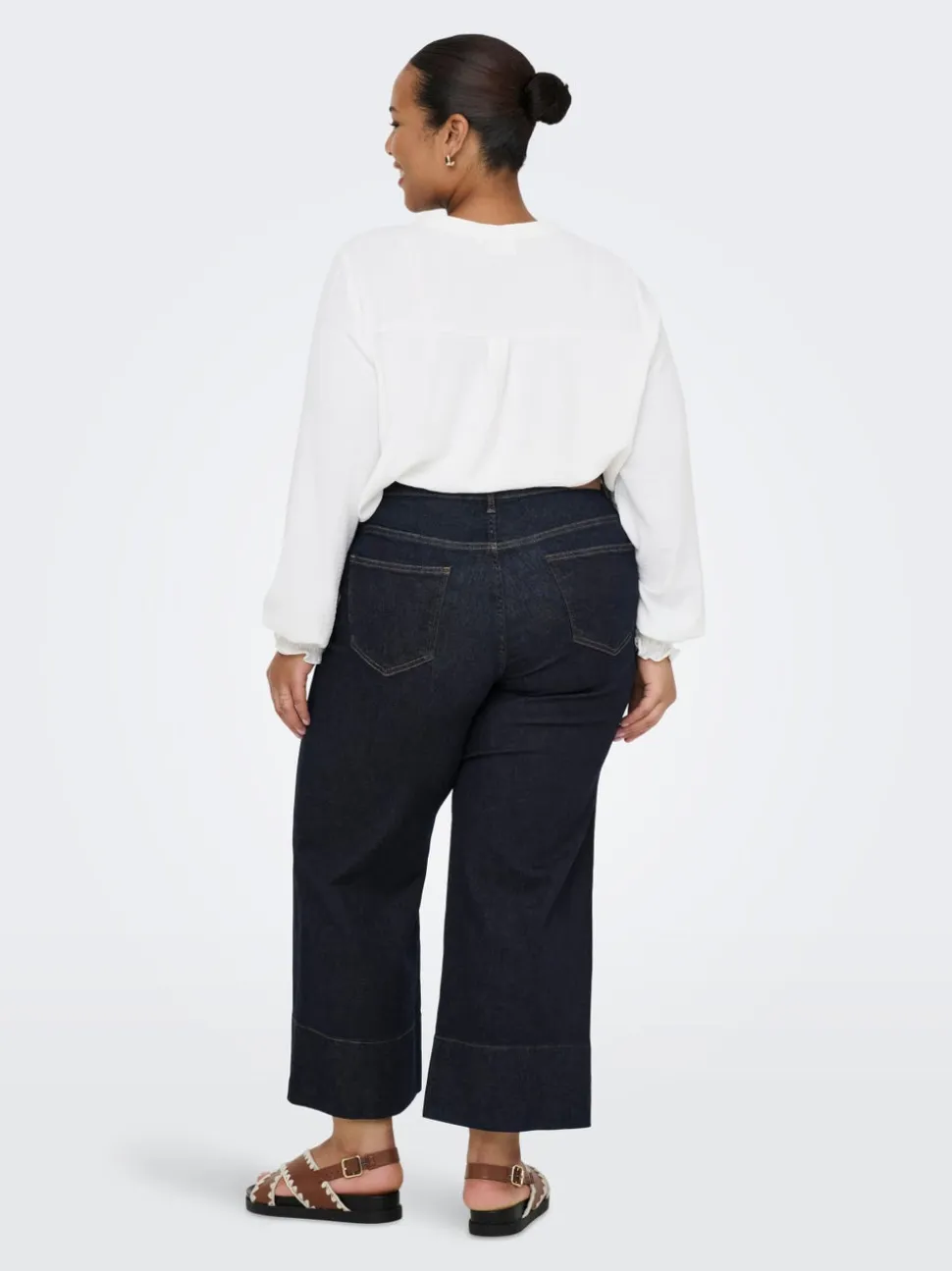 CARWILLY Vita alta Wide Leg Fit Cropped Jeans