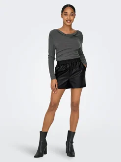 JDYALAIA Vita media Regular Fit Pantaloncini in finta pelle