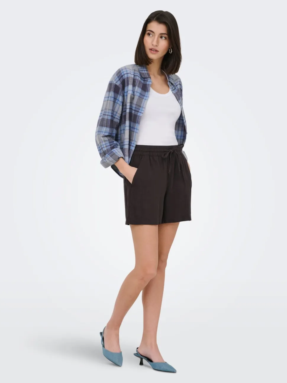 JDYSAY Vita alta Regular Fit Lino Bermuda