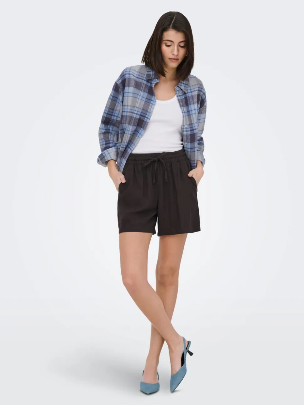 JDYSAY Vita alta Regular Fit Lino Bermuda