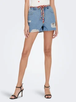 JDYZIGGA Vita alta Loose Fit Bermuda in jeans