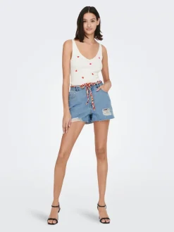JDYZIGGA Vita alta Loose Fit Bermuda in jeans