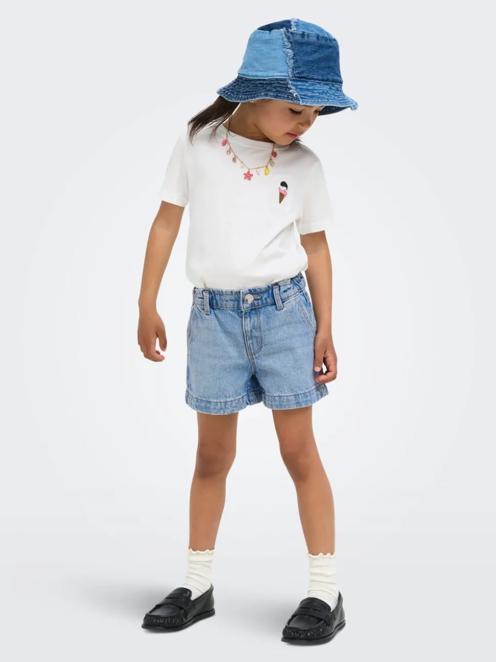 KMGCOMET Vita media Wide Leg Fit Bermuda in jeans