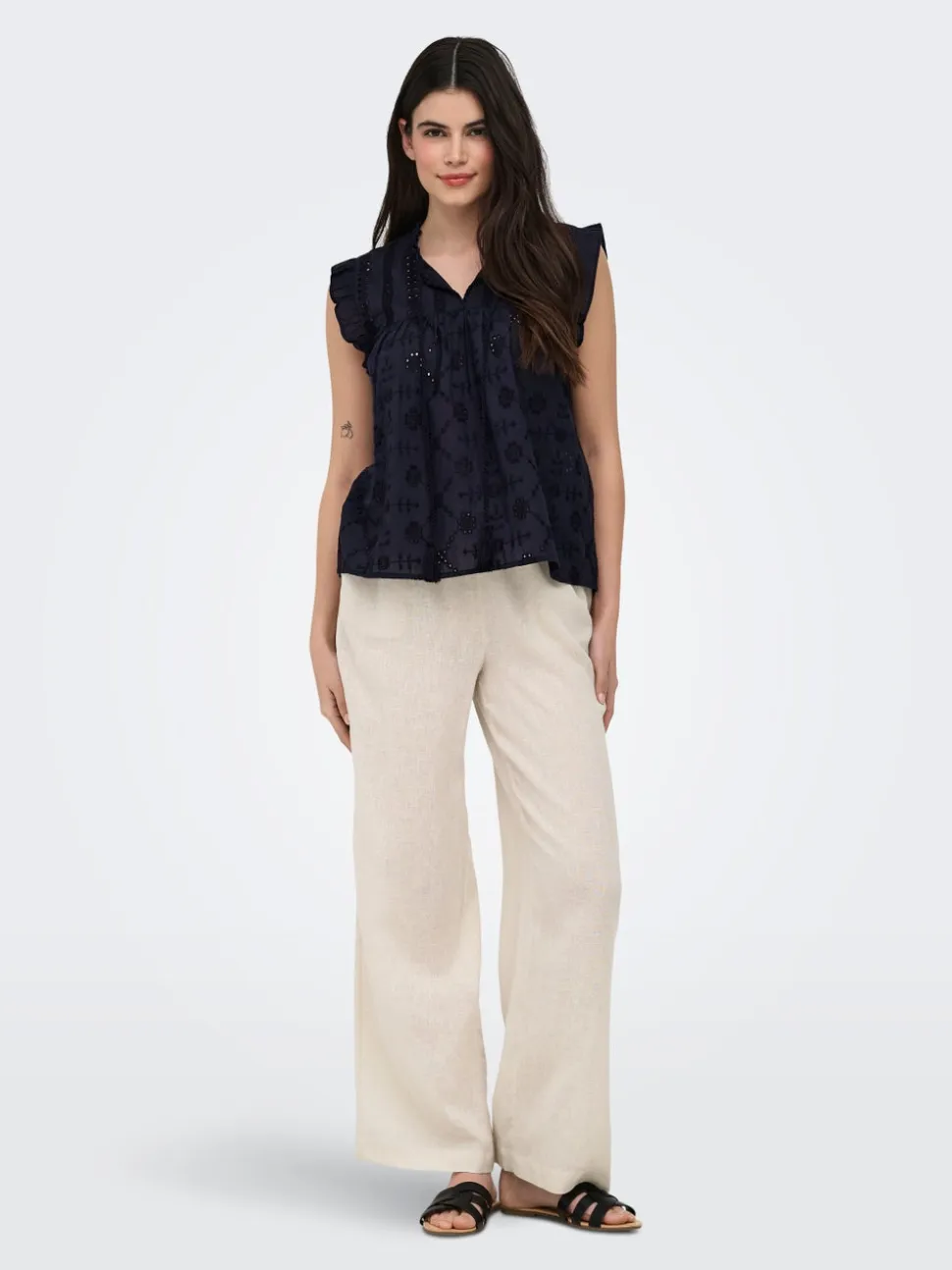 ONLBRUXELLES Straight Fit Lino Pantaloni
