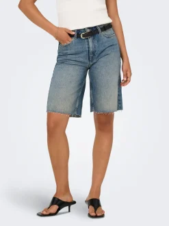 ONLCARO Vita alta Loose Fit Bermuda in jeans