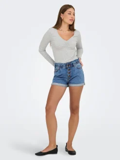 ONLCUBA Vita alta Relaxed Fit Bermuda in jeans