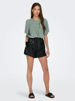 ONLDITTE Oversize Fit Bermuda in similpelle