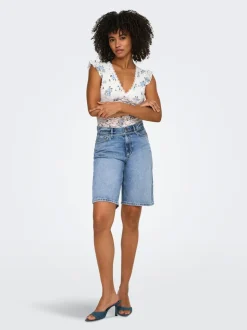 ONLELLA Vita media Regular Fit Bermuda in jeans