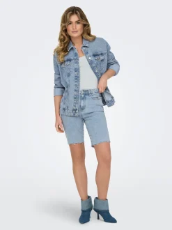 ONLEMILY Vita alta Straight Fit Bermuda in jeans