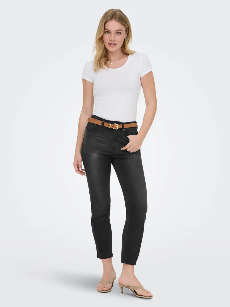 ONLEMILY-MILA Vita alta Straight Fit Lunghezza alla caviglia Jeans