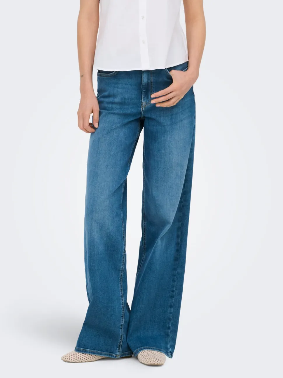 ONLMADISON Vita alta Wide Leg Fit Jeans