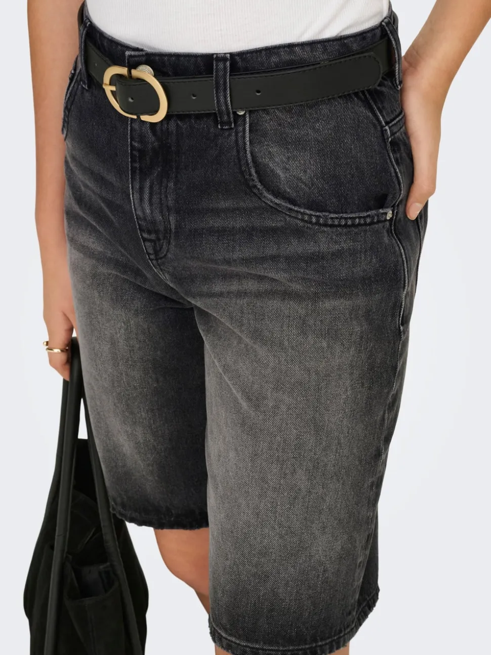 ONLMATE Vita media Baggy Fit Bermuda in jeans