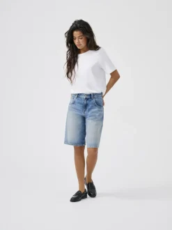 ONLMATE Vita media Baggy Fit Bermuda in jeans