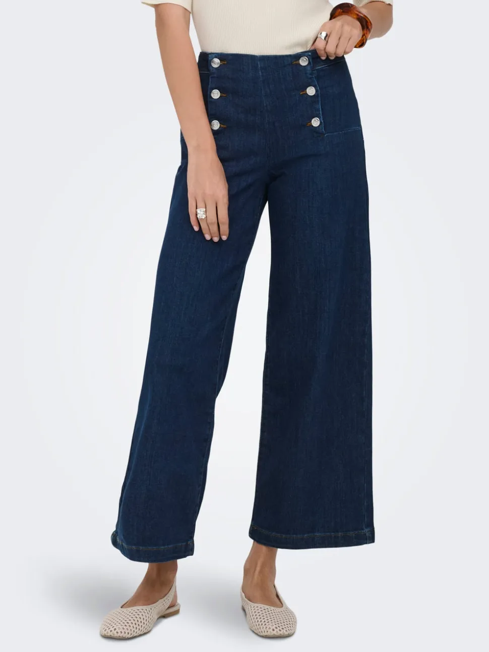 ONLNEW Vita alta Vestibilità ampia - Corto Cropped Jeans