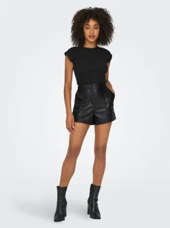ONLTRICIA Vita media Baggy Fit Pantaloncini in finta pelle