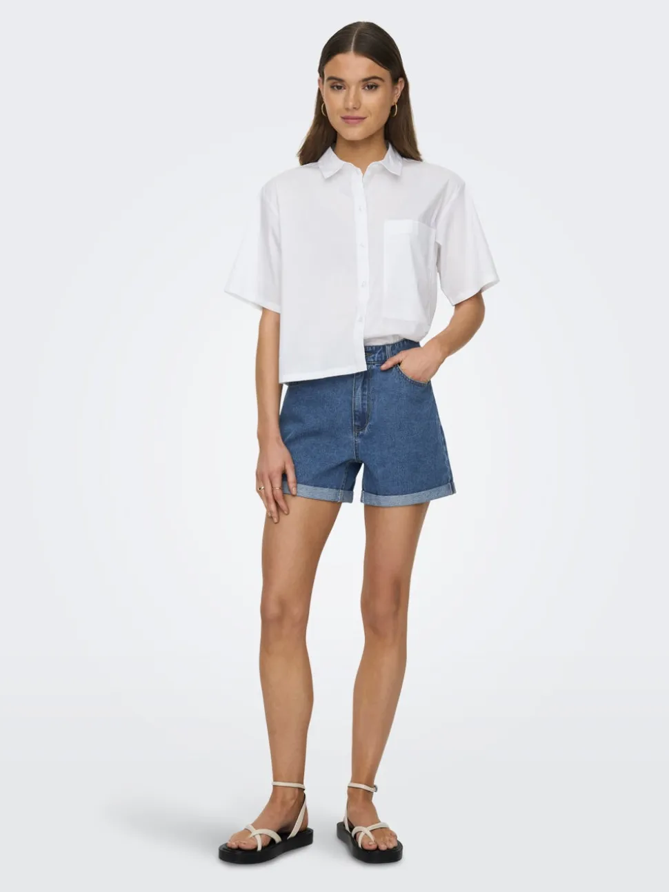 ONLVEGA Vita alta Regular Fit Bermuda in jeans