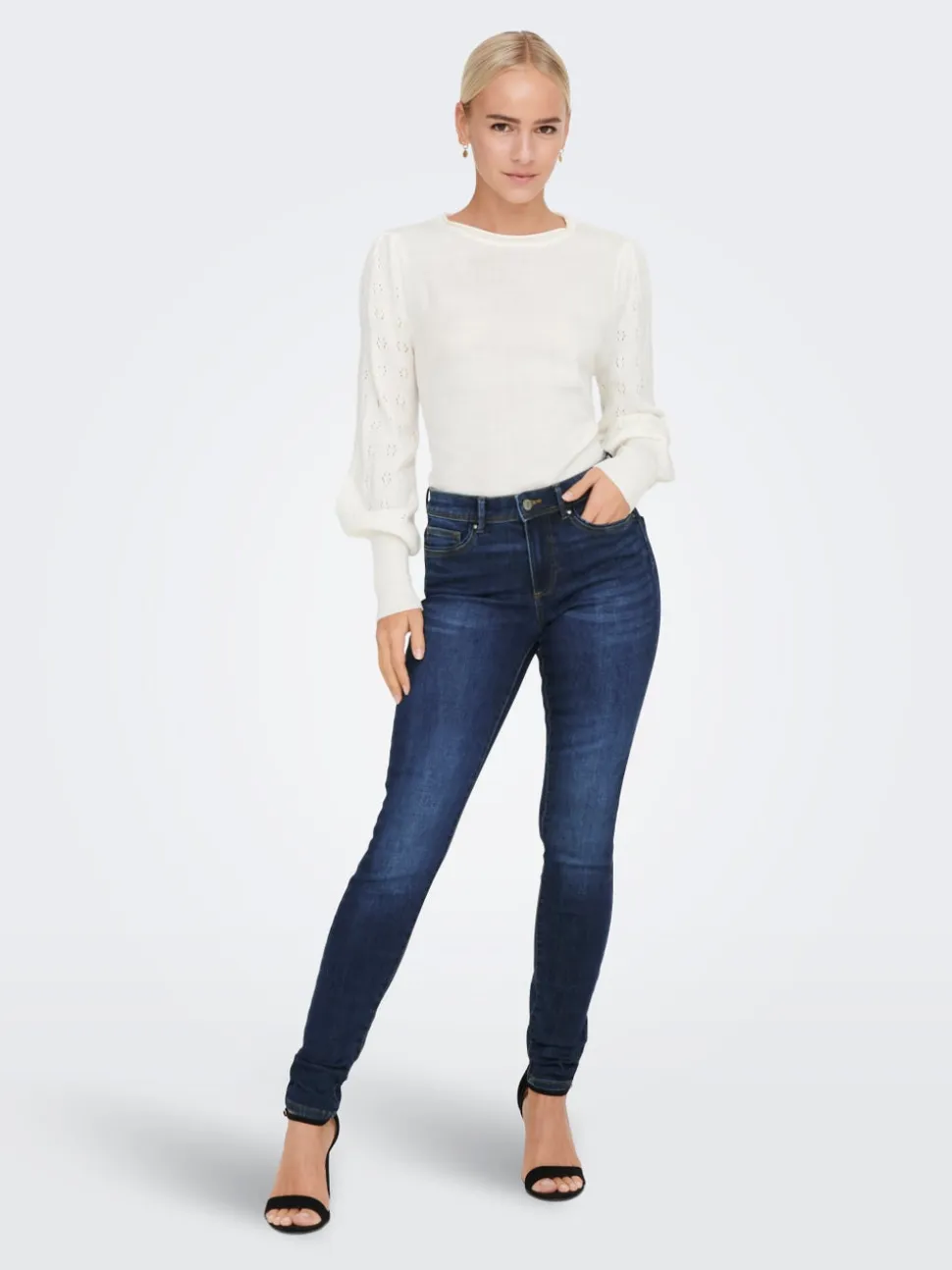 ONLWAUW Vita media Skinny Fit Jeans