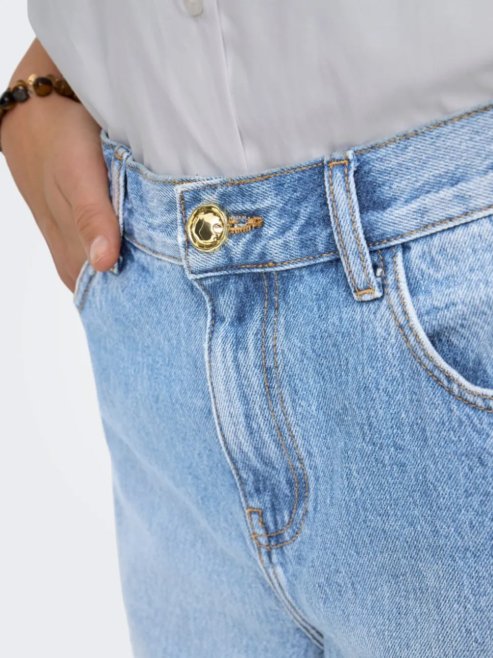 ONLZAGU-DORSI Vita media Loose Fit Bermuda in jeans